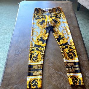 Versace Baroque Gold and Black Leggings